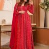 Magenta Red Anarkali Gown With Dupatta Set - Image 2